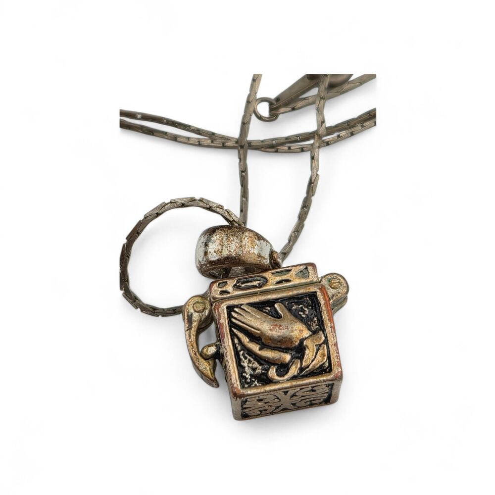 Vintage Opening Box Pendant Necklace Secret Keepsake Prayer Locket